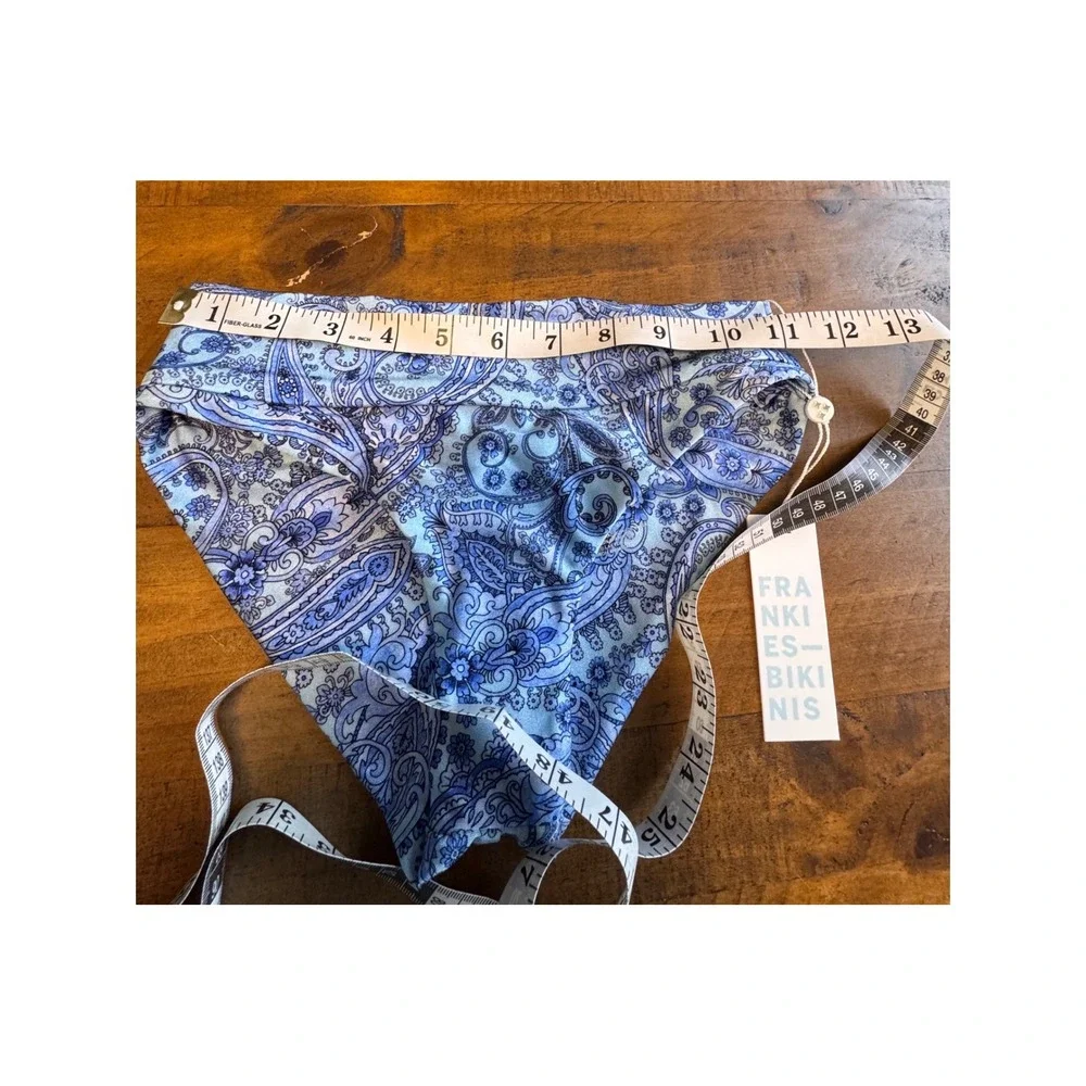 Frankies Bikinis Gavin Shine Bottom Blue Paisley NEW Swimwear NWT Swimsuit